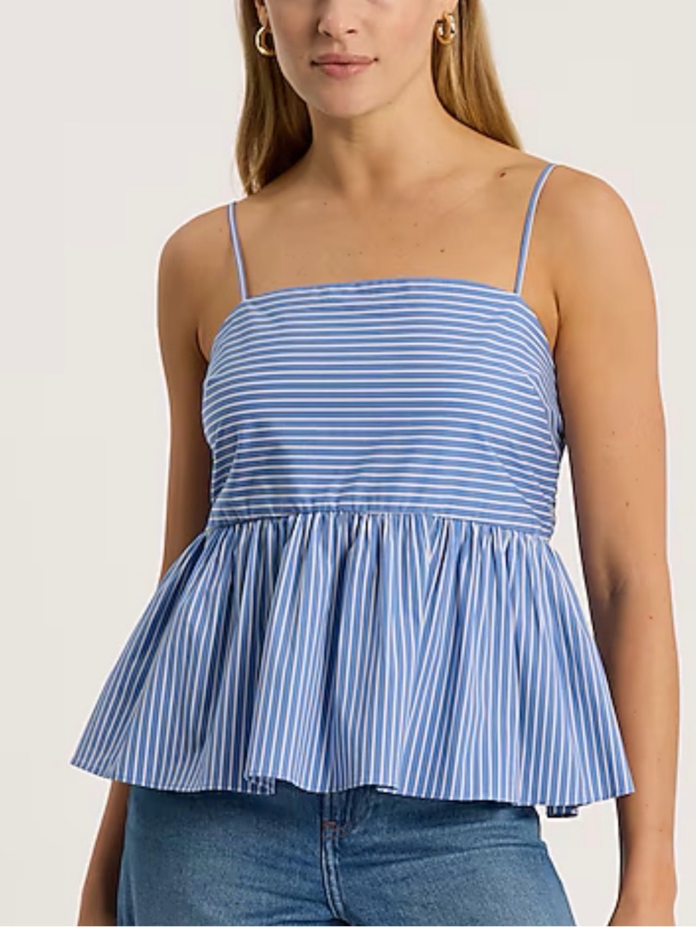 Express Blue and White Striped Peplum Cami